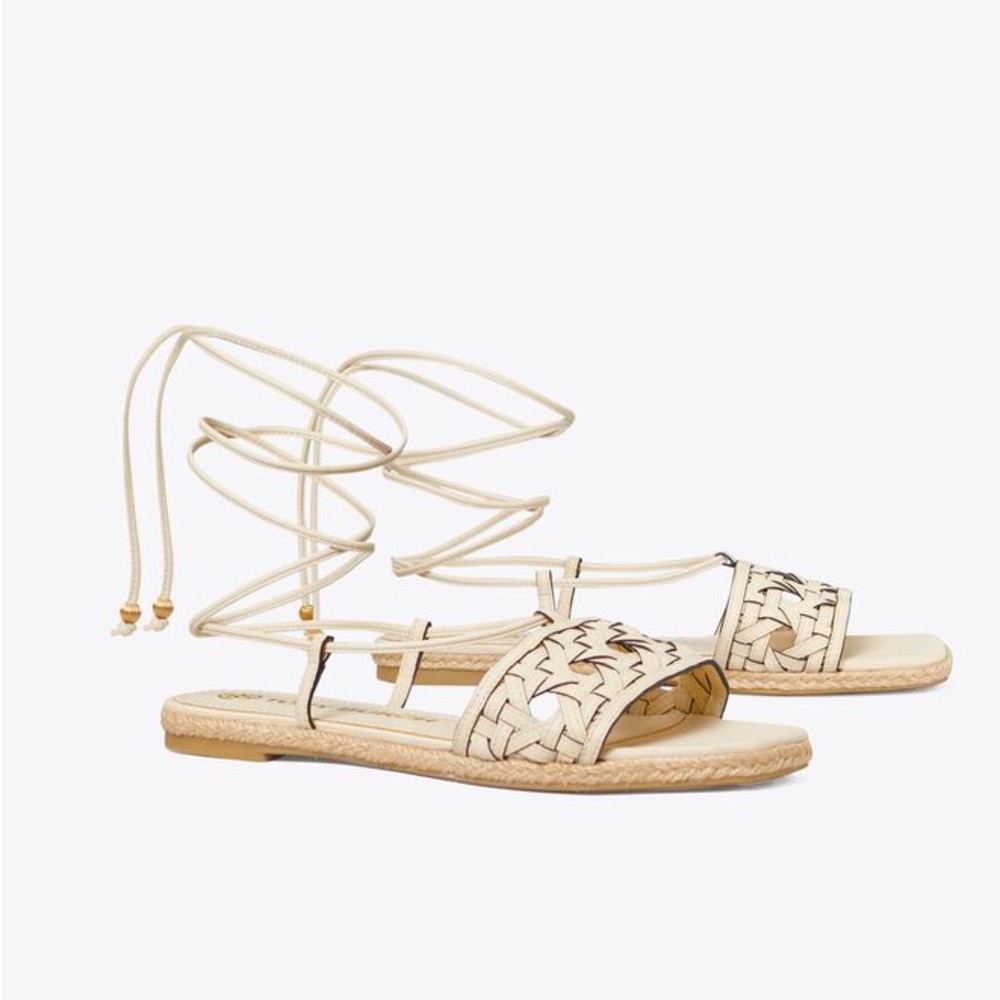 NEW TORY BURCH WOMEN’S BASKET-WEAVE ESPADRILLE SHOES SIZE 9M - Picture 3 of 4